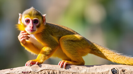 Obraz premium Squirrel monkeys are New World monkeys of the genus Saimiri. They are the only genus in the subfamily Saimirinae.