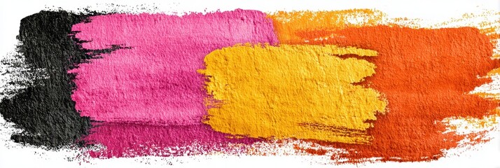 Colorful paint strokes in vibrant shades creating an artistic background on a blank canvas