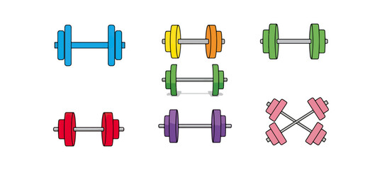 Fototapeta premium Colorful dumbbells and barbells