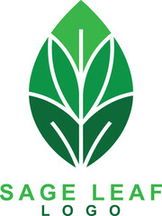 Sage Leaf Logo: Green Nature Emblem Design