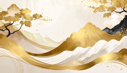 和風金粉背景/豪華な装飾/高級感