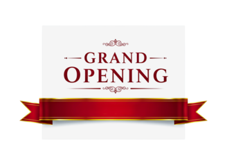  grand opening ribbon isolated on transparent background