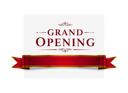  grand opening ribbon isolated on transparent background