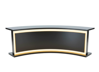 Modern curved news desk with ambient lighting isolated on transparent background