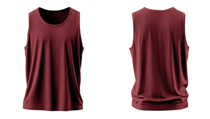 Maroon sleeveless top, front and back views