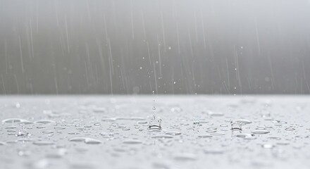 Pluie intense tombant doucement surface claire lumiere diffuse. AI Generated