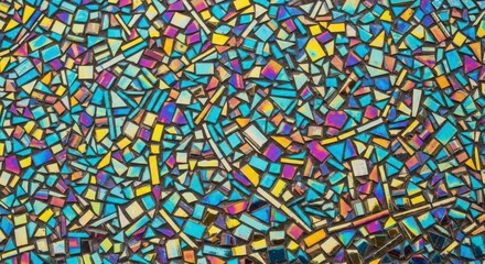 Iridescent Mosaic Tile Art: A Vibrant, Geometric Composition
