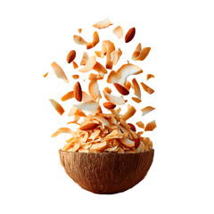 handful of toasted coconut flakes with crisp texture