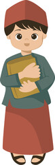 Illustration of a muslim Boy Holding a Book