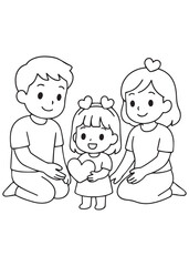 Coloring book daughter give love gift to father in valentine day