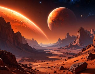 A captivating vista showcasing the grandeur of a distant, otherworldly realm