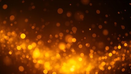 Golden light particles floating in darkness, creating a warm and magical atmosphere.