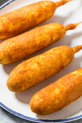 Sweet Homemade Fried Corn Dog on a Stick