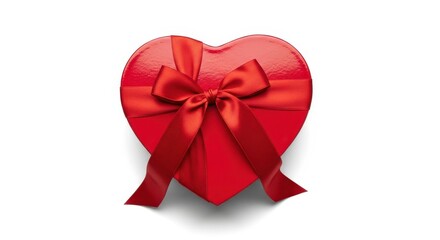 Fototapeta premium Beautiful Red Heart Shaped Gift Box With A Big Red Bow