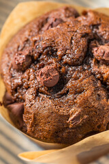 Sweet Homemade Double Chocolate Chip Muffin
