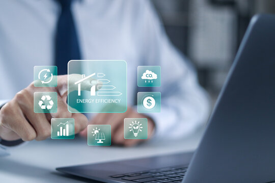 Energy efficient rating class concept, energy efficiency level meter, Low-consumption ecological house for sustainable development concept.