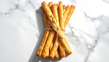 Grissini tied on marble