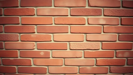 Obraz premium Close-up view of a textured red brick wall with warm vintage tones and even lighting.