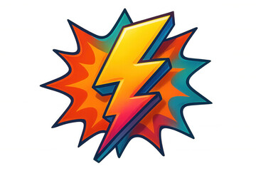 Fototapeta premium Vibrant lightning bolt striking with radiant starburst, symbolizing electrical power and dynamic energy against transparent backdrop
