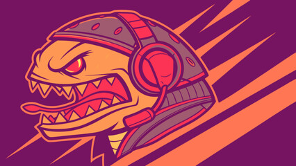 Aggressive Gaming Monster Head Profile with Headset