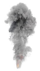 Smoke and fire from combustion of material or chemical combustion in scientific context with isolated on transparent background - PNG file, 3D rendering illustration