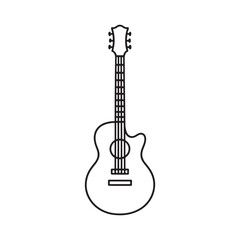 Acoustic Guitar Line Art Illustration Musical Instrument with Strings and Frets for Music Performance and Design