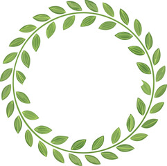 Obraz premium Circular frame of stylized green leaves, creating a decorative border.
