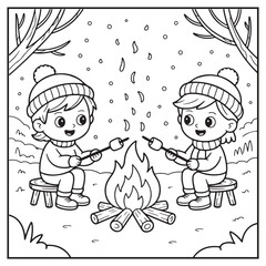 Winter Scenes Coloring Pages