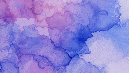 Vibrant Abstract Watercolor Texture in Blue and Purple - Artistic Fluid Painting with Pastel Gradient for Creative Wallpapers and Screen Savers