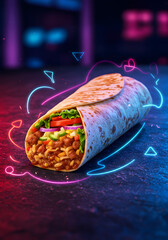Cyberpunk Burrito Culinary Delights Neon Lights and Gastronomic Joy