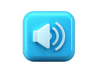 3d icon of blue speaker icon isolated on transparent background for sound and volume