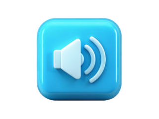 3d icon of blue speaker icon isolated on transparent background for sound and volume