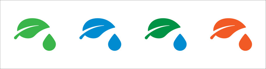 Leaf and water drop icon for nature, environment, ecology. Solid vector icon.