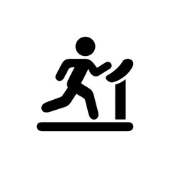 A minimalist icon depicting a person jogging on a treadmill, symbolizing fitness, exercise, and healthy lifestyle choices for an active routine.