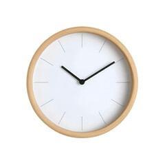 A minimalistic wall clock with a wooden frame, showcasing simplicity and elegance, perfect for modern home or office decor, promoting punctuality and style.