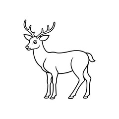 Fototapeta premium deer line art, black outline, coloring book page vector illustration