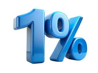 3d icon of one percent discount isolated on transparent background, sale and promotion concept