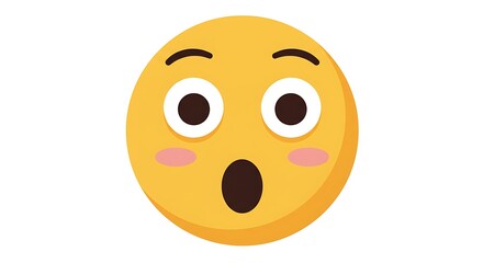 A flat design vector of a surprised face emoji with wide eyes and open mouth, centered on a plain white background