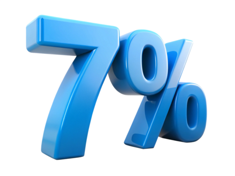 3d icon of blue seventy percent isolated on transparent background for finance and business