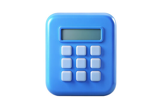 3d icon of blue calculator icon isolated on transparent background, a symbol of mathematics