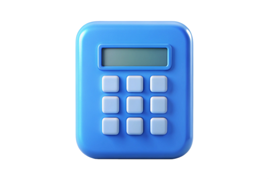 3d icon of blue calculator icon isolated on transparent background, a symbol of mathematics