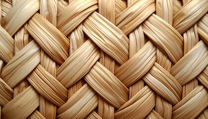 Intricate Woven Straw or Natural Reed Background with a Detailed Pattern
