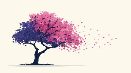 Obraz premium Colorful tree with falling petals