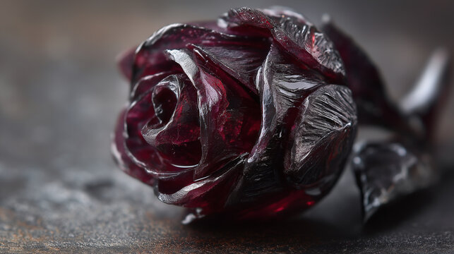 Ruby Rose Carving Gemstone Rose Sculpture Crystal Flower Art in Red Stone.