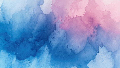 Fototapeta premium Abstract Watercolor Background: Vibrant Blue and Pink Gradients on Canvas for Modern Artistic Design
