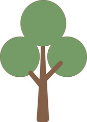 Simple Flat Style Tree with Round Canopy Forest Element