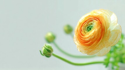 Beautiful pastel orange ranunculus flower
