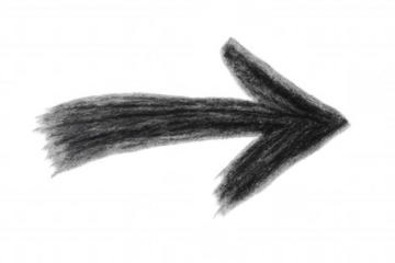 Black charcoal arrow pointing rightward, sketched transparently, indicating directional guidance or element emphasis