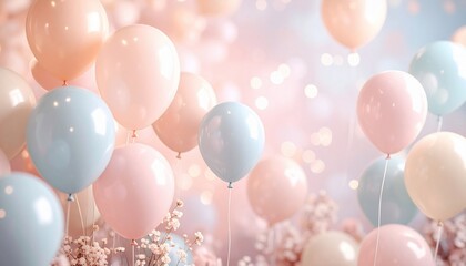 Pastel Balloons in a Dreamy Setting for Celebrations and Festive Occasions