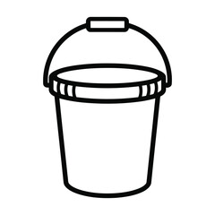 Simple line drawing of a bucket with a handle for storage and cleaning tasks white background